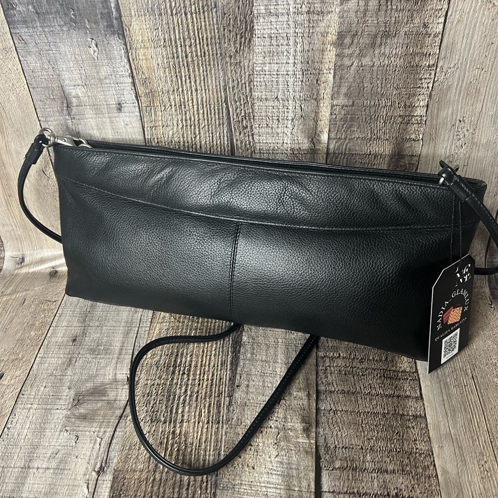 ILI New York Toronto Black Genuine Leather Crossbody Shoulder Bag